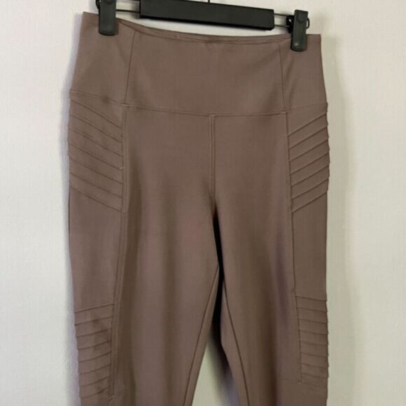 Athleta Delancey Moto‎ Tight Womens Leggings Size S Taupe Zip Ankle/Pockets Work - Picture 3 of 15